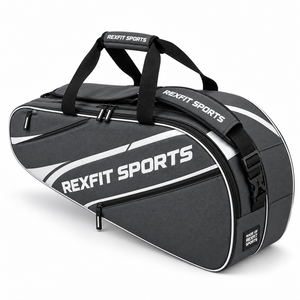 Bolsa de deporte personalizada para raquetas con correa acolchada para el hombro, compartimento principal grande, bolsillos con cremallera, duradera, para entrenamiento en equipo y transporte de equipo. - Product Image 3