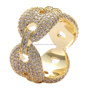 Bague en argent sterling 925 avec diamants simulés colorés, style hip-hop, maillons cubains en forme de grains de café, pour hommes et femmes, cadeaux de mariage et de fiançailles - Product Image 5