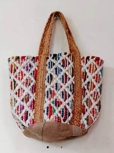 Bolsas de mano de yute y algodón trenzado duraderas, al por mayor, ecológicas, ideales para la playa, compras y supermercado. - Product Image 4
