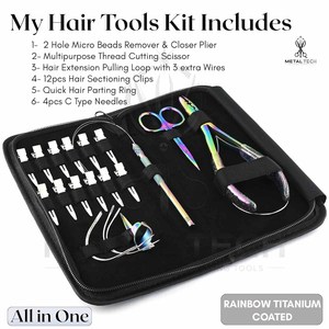 Portable Hair Extension Expert Kit With Zipper Storage Case For Salon Training Wholesale Rate New Arrival Hair Extension <b>Tool</b> - Product Image 4