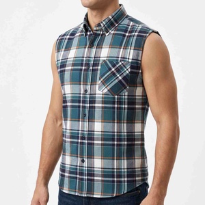 New Summer Style Men's Sleeveless <b>Plaid</b> Flannel <b>Shirt</b> Button Down Collar Casual Breathable 100% Cotton Spring Wear Check <b>Shirts</b> - Product Image 1