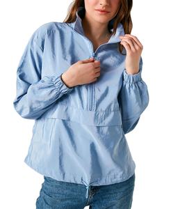 Respirant col montant demi-fermeture éclair coupe-vent en plein air course Gym Fitness vêtements de sport Nylon pull veste pour les femmes - Product Image 3