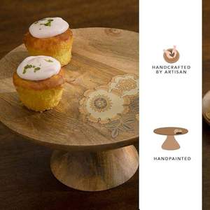 ชุดจานวางเค้กไม้พรีเมียมสำหรับตกแต่งครัว โรงแรม และร้านกาแฟ ชุดจานวางขนมหวานทรงกลม ดีไซน์หรูหรา ราคาประหยัด - Product Image 5