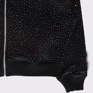 Men Rhinestone Hoodie Heavyweight Full <b>Zip</b> Oversized Thick 500 GSM Custom Unisex OEM - Product Image 6