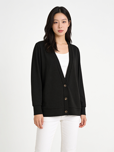 Cardigan en tricot minimaliste pour femme, manches longues, col en V, boutons sur le devant, pull léger à superposer - Product Image 2