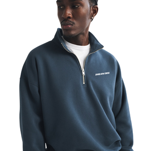 Sweat-shirt à col zippé pour homme, bleu marine, streetwear haut de gamme, fabricant de vêtements en marque privée OEM, fournisseur en gros - Product Image 1
