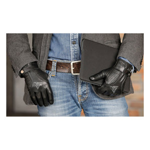 Gants de conduite en peau de mouton noire pour homme, en cuir véritable, avec doublure en cachemire, pour l'hiver - Product Image 3