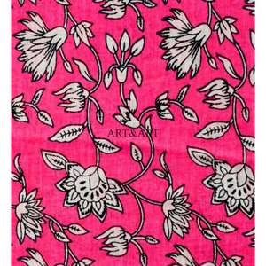 ผ้าฝ้ายพิมพ์ลายดอกไม้สีชมพูอินเดียแบบแฮนด์บล็อก ขายดี เหมาะสำหรับงานควิลท์ ปลอกหมอน ผ้าม่าน ผ้าคลุมเด็กผู้ชาย ผ้าทอสำหรับเด็กผู้หญิง - Product Image 4