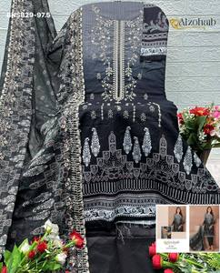 Conjunto de Salwar Kameez y Dupatta de Algodón con Estampado y Bordado para Uso Casual, Buen Precio, Exportador de Moda Femenina - Product Image 4