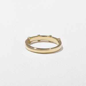 Anillo apilable de oro real de 14K y 18K con 4 líneas verticales y diamantes cultivados en laboratorio para mujer, minimalista, para uso diario, alianza de boda, venta al por mayor de fábrica. - Product Image 3