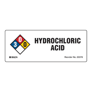 ฉลากไฮโดรคลอริกแอซิด Brady NFPA ผลิตจาก PVC ทนทาน พร้อมกาวในตัว สำหรับติดป้ายสารเคมีในห้องปฏิบัติการและอุตสาหกรรม - Product Image 3