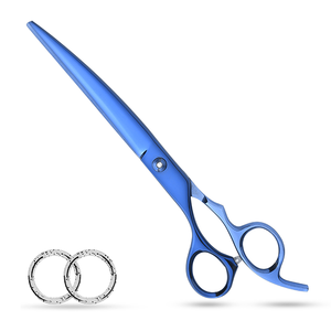 Tijeras de peluquero azules de alta calidad al por mayor, tijeras de corte de pelo de acero inoxidable con punta de hoja afilada para estilizar - Product Image 1
