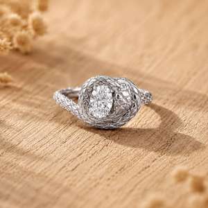 Anillo Solitario de Platino con Diamante Cultivado en Laboratorio de Corte Ovalado de Buena Calidad, Diseño de Serpiente, Aniversario, Gótico, Único - Product Image 4