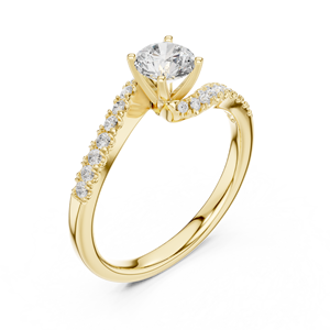 แหวนเพชรทรงกลมเพาะเลี้ยงในห้องปฏิบัติการ ทอง 14K 18K แบบโซลิแทร์ ประดับเพชรแบบพาเว่ 0.85 กะรัต DEF VVS เครื่องประดับชั้นดีสำหรับผู้หญิง แหวนเจ้าสาว ODM - Product Image 3