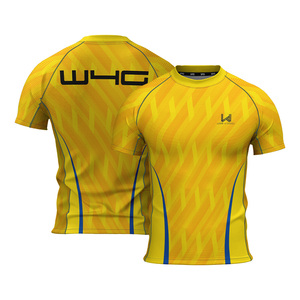 Men's Custom Geometric Print Quick Dry <b>Short</b> Sleeve Crew Neck Contrast Binding Gym & Outdoor Wear Leisure Top <b>Compression</b> Shirt - Product Image 4