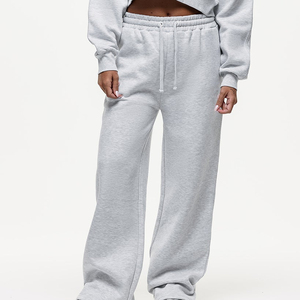 Oversized Womens Summer Flat <b>Wide</b> <b>Leg</b> Sweatpants Soft Fleece Cotton Casual <b>Lounge</b> Trousers Drawstring Elastic Waist Relaxed - Product Image 2