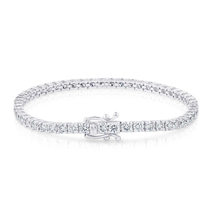 เพชรเลี้ยงในห้องปฏิบัติการ รับรองโดย IGI สร้อยข้อมือเทนนิสทอง 14K ประดับเพชรแบบ Pave Setting ชุบโรเดียม หรูหรา น้ำหนักกะรัตสูง ของขวัญสำหรับงานหมั้น - Product Image 4