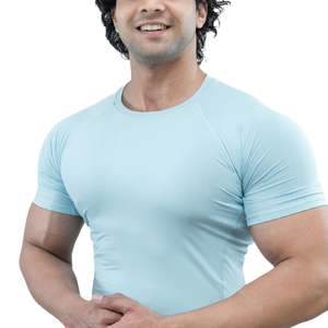 Camiseta Deportiva de Compresión de Manga Corta para Hombre, Personalizada al por Mayor, de Algodón Sólido, Secado Rápido, Transpirable, para Gimnasio, Entrenamiento, Running, Fitness - Product Image 2