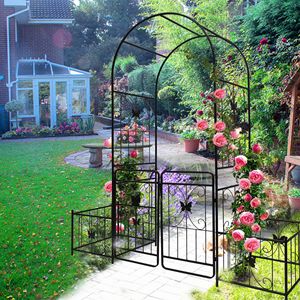 Arco da Giardino in Metallo Nero 79.5 L x 86.6 H per Piante Rampicanti, Supporto per Rose, Traliccio, Recinzione di Qualità - Product Image 5