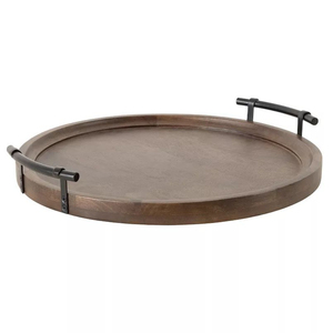Plateau de service rond en bois d'acacia personnalisé avec logo, de haute qualité, écologique, pour la décoration de la maison et de la cuisine - Product Image 3