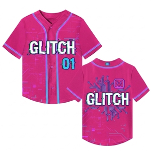 Glitch Unisex <b>Baseball</b> Jersey Full Print Short Sleeve Breathable Polyester Adult Sport Apparel All Seasons Regular Fit - Product Image 2