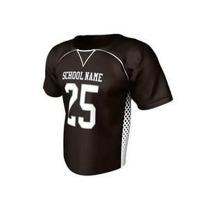 Ensemble de maillots de basket-ball personnalisés sublimés respirants, col en V noir, manches courtes, évacuation de l'humidité, uniforme d'équipe unisexe pour adultes - Product Image 3