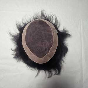 Toupee de Cabello Remy Indio Liso, 130% de Densidad, Base de Encaje Mono, Parte Central, Nudos Invisibles, Textura de 8mm - Product Image 3