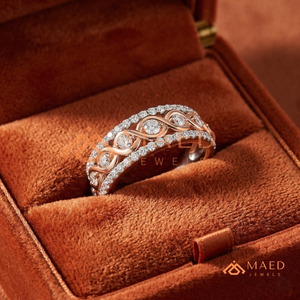 <b>Rose</b> Gold <b>Infinity</b> Twist Diamond Wedding Band – Two-Tone Interlocking Bridal Ring 18K <b>Rose</b> Gold Plated <b>Infinity</b> Anniversary Ring - Product Image 2