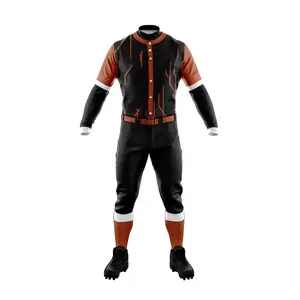 Uniforme de béisbol de última generación en contraste naranja y negro para adultos, transpirable, de secado rápido y tela ligera. - Product Image 5