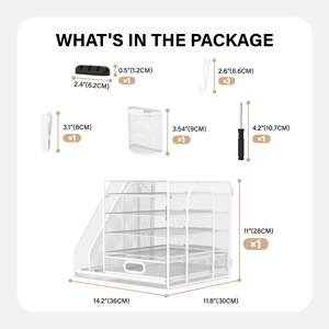 Organizador de Escritorio Ligero de 5 Niveles HUHOLE, Bandeja para Papel y Cartas de Malla Metálica Blanca con Soporte para Archivos, Requiere Ensamblaje Manual - Product Image 6
