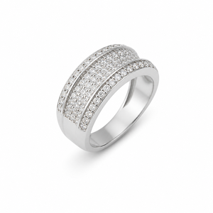 Anillo de Plata de Ley 925 para Mujer con Múltiples Hileras de Diamantes Pavé, Diseño Elegante de Banda de Alto Brillo, Joyería Fina para Bodas, Fiestas y Uso Diario, Regalo - Product Image 3