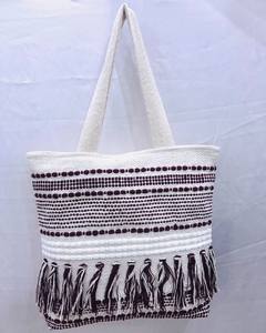 Sac fourre-tout en coton écologique avec fermeture éclair et broderie, style vintage, réutilisable pour la plage et l'usage quotidien - Product Image 5