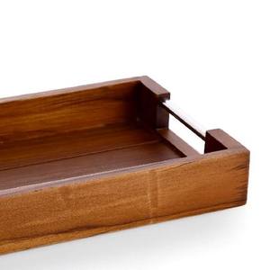 Wholesale Luxury Rectangular Wooden Dining Tray Bulk Silver Handles Hotel Restaurant Serving Platter Elegant Acacia Tableware - Product Image 3