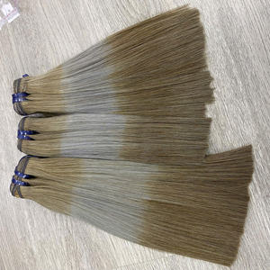 Prix usine 100% brut vierge vietnamien trame humaine dentelle perruque os droit 3 tons gris couleur Super Double dessiné Extensions de cheveux - Product Image 2