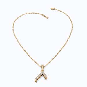 Collar con Colgante de Diamante Cultivado en Laboratorio de 0.23CT, Certificado IGI, Diseño Wishbone, Oro de 10KT, Baño de Rodio, Amuleto de la Suerte, Joyería Fina, Regalo - Product Image 5