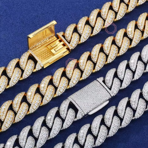 Collar de Cadena Cubana de Lujo para Hombre, Collar de Diamantes con Engaste de Canal, Joyería de Moda Hip Hop para Uso Diario - Product Image 2