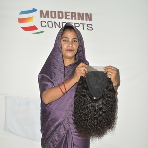 Wholesale Curly Cuticle-Aligned Remy Virgin Indian Temple Hair <b>Human</b> Hair <b>Wig</b> Natural Black for HD Lace Machine-Made - Product Image 2