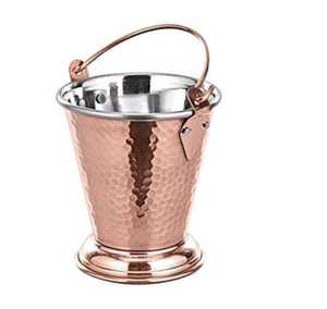 Stainless Steel Metal Indian Farmhouse Wedding <b>Serving</b> Bucket Hammered Design Lightweight - Product Image 1