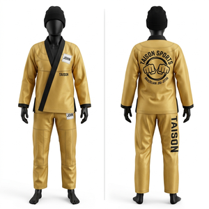 ชุดยิวยิตสูพรีเมียม 450 GSM ผ้าเพิร์ลวีฟ สีเทาชมพู ดีไซน์แผ่นเสริมความแข็งแรง ปักลายแบบกำหนดเอง โลโก้แบบรีดร้อน - Product Image 3