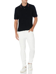 เสื้อโปโลแขนสั้นสีดำสำหรับผู้ชาย ปักโลโก้ ผ้าปิเก้ สวมใส่สบายๆ - Product Image 3