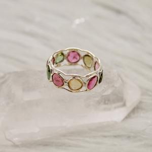 แหวน Gauri Craft รุ่น Ring-02 สีอ่อน ประดับพลอยทัวร์มาลีนหลากสีรุ้ง แหวนเงินแท้ 925 สไตล์คริสเตียนสุดหรู - Product Image 2