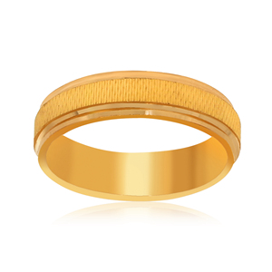 Luxury <b>18K</b> Yellow <b>Gold</b> Textured Wedding Band <b>Ring</b> Minimalist Classic Polished Finish Engagement <b>Ring</b> for <b>Men</b> - Product Image 1