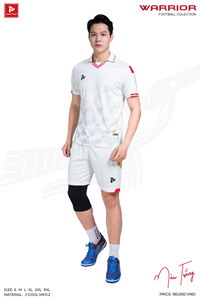 Ensemble de maillots de football personnalisés WARRIOR JP, 100% polyester, 160g, séchage rapide, respirant, col en V, manches courtes, broderie par transfert thermique, équipe - Product Image 5