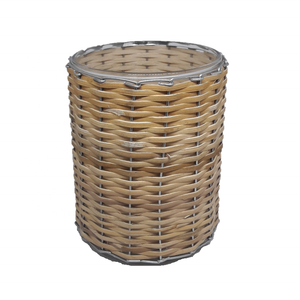 Decorative empty Handmade Plain <b>Bamboo</b>/Cane weaved Multi-functional Decorative Glass candle <b>container</b> Luxury wedding centerpiece - Product Image 1