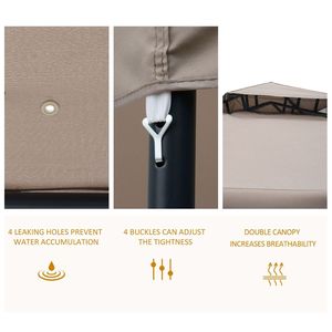 Carpa Gazebo de 3x3 Metros Color Taupe con Paredes Laterales con Mosquitera y Techo Ventilado de 2 Niveles para Jardín, Césped, Patio o Terraza - Product Image 6