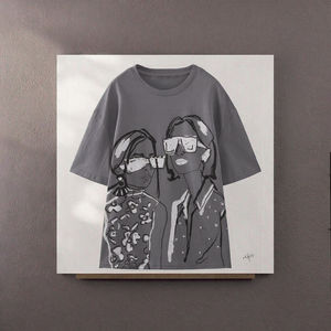 Camiseta de Verano para Mujer, Manga Corta, Cuello Redondo, Estampada, Anti-Pilling, Tejida, Ecológica, Informal, 100% Algodón, Secado Rápido - Product Image 2