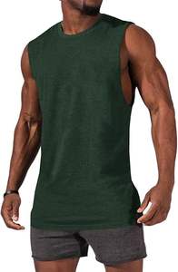 Camiseta sin mangas personalizada para hombre, con logo, para verano, deportiva, para gimnasio, color negro - Product Image 3