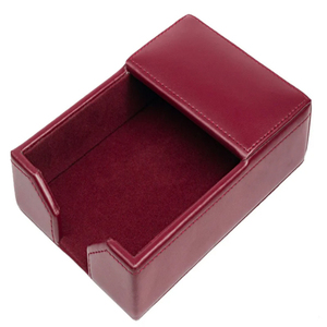 Porte-mémos en cuir verni bordeaux, porte-mémos de forme rectangulaire, organisateur de bureau - Product Image 2