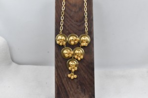 Conjunto de collar y aretes chapados en oro con cuentas redondas, conjunto de joyería para regalo de boda, para usar en bodas. - Product Image 5