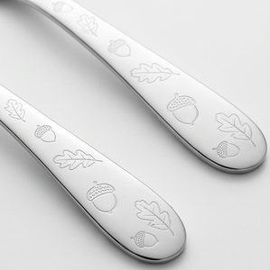 Ensemble de couverts minimalistes en acier inoxydable avec gravure en forme de gland, compatible lave-vaisselle, pour le camping et l'usage quotidien - Product Image 2